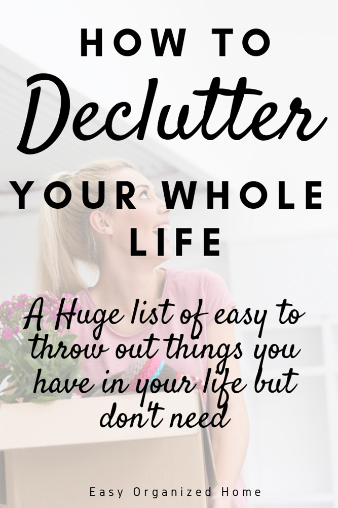 Don't get stressed decluttering. Start by getting rid of these easy items first for a clutter free home and life #declutter #decluttering #declutteryourhome #declutteryourlife #howtodeclutter