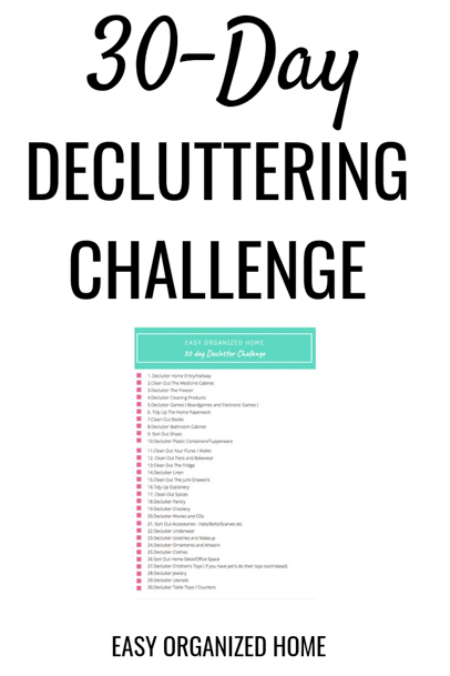 Want to know how to declutter your home? Try this easy 30-day challenge to declutter your home. #declutter #declutterhome #declutteringyourhome #30daychallenge #decluttering #clutter #declutterchallenge